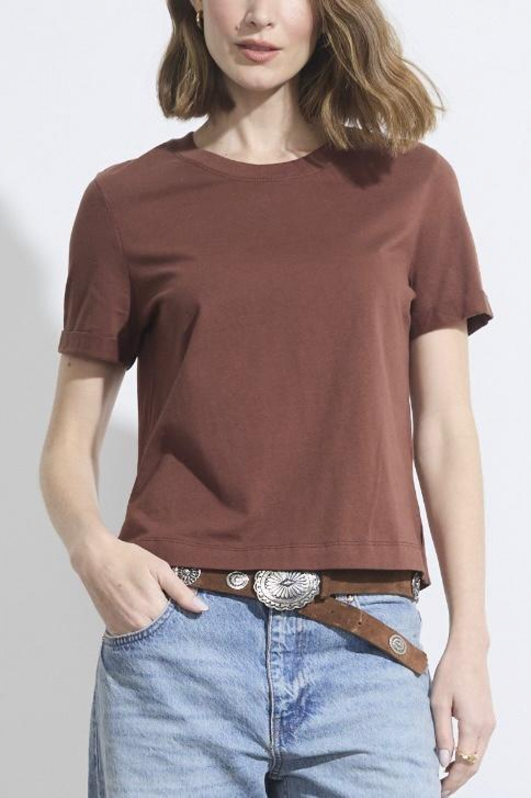 Camiseta Básica Lisa Marrom