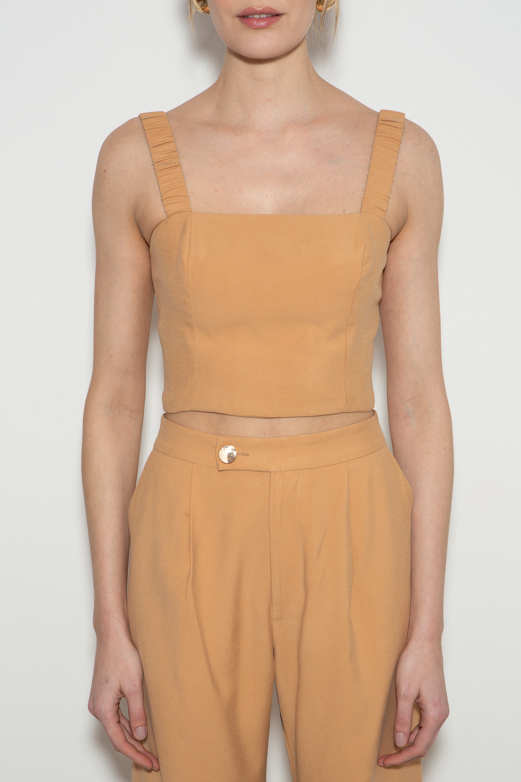 Top Cropped Alfaiataria Orbe Camel
