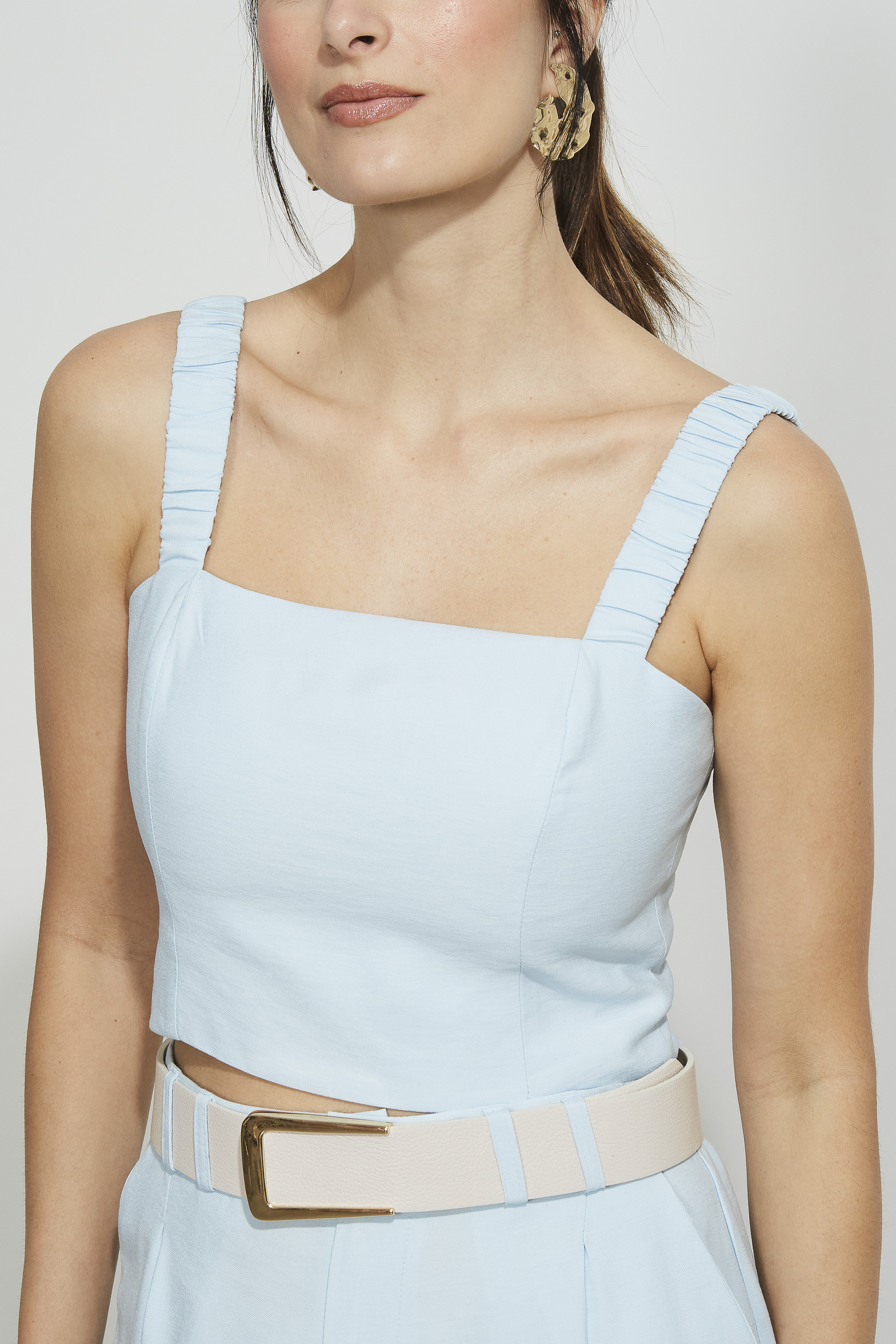 Top Cropped Alfaiataria Orbe Azul Céu