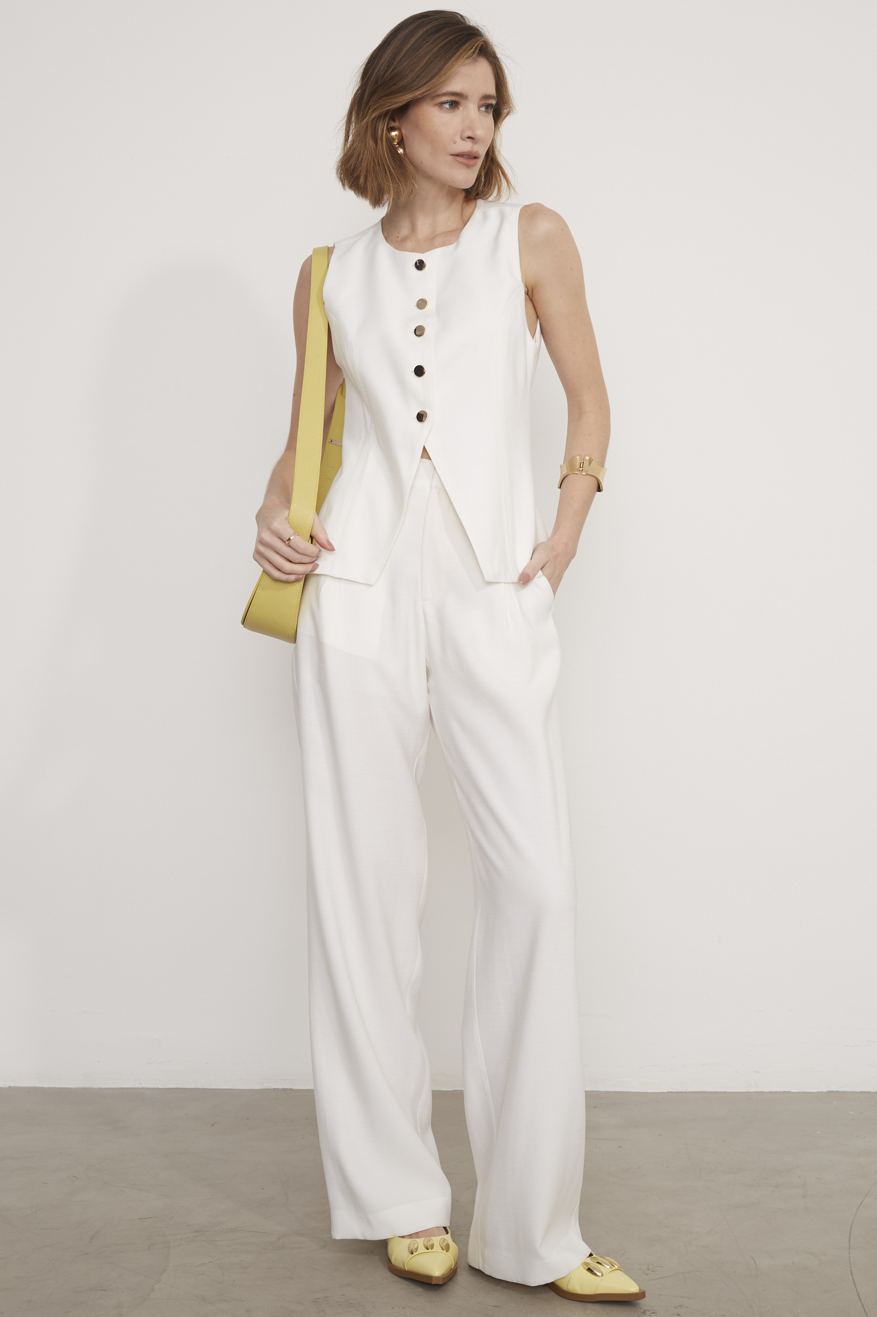 Calça Reta Alfaiataria Kozani Off White
