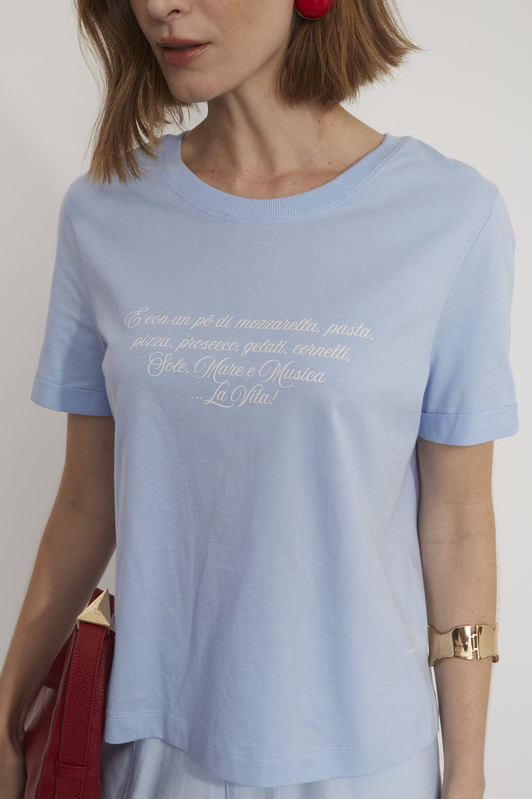 Camiseta Algodão Estampa Azul