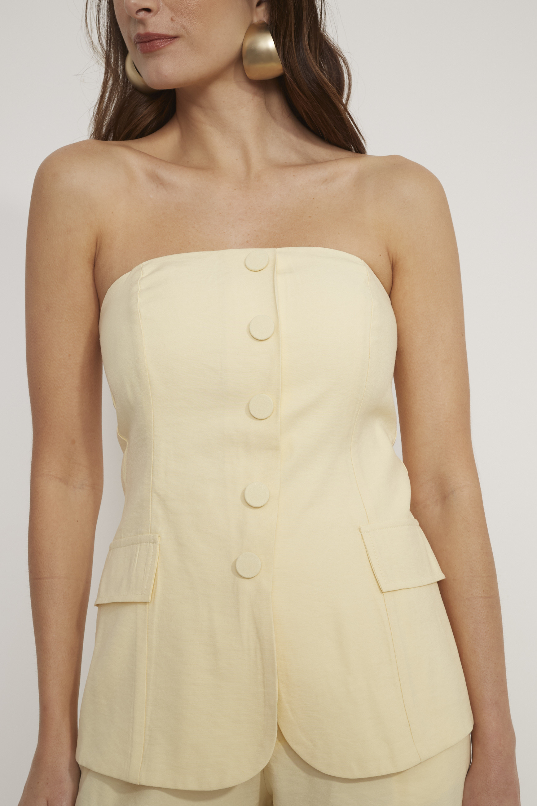 Corselet Ajustado Recortes Quebec Amarelo Bebê