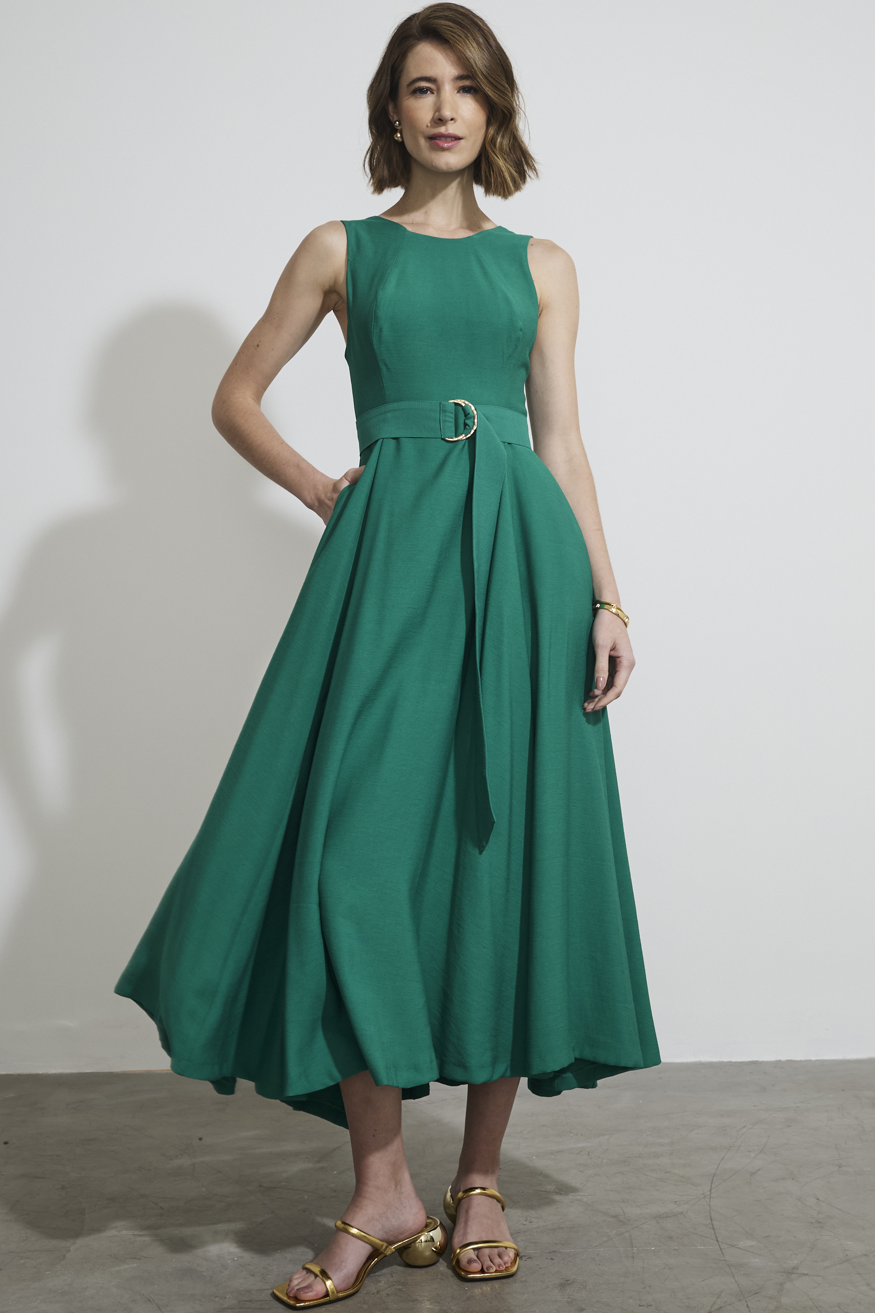 Vestido Evasê Midi Bon Nadal Verde