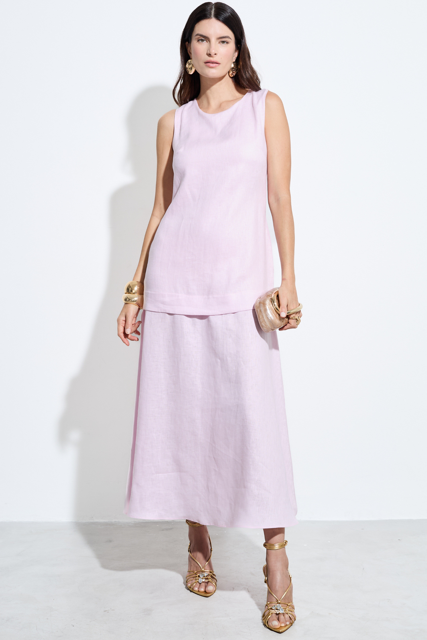 Vestido Em Linho Alicante Rosa Bebê