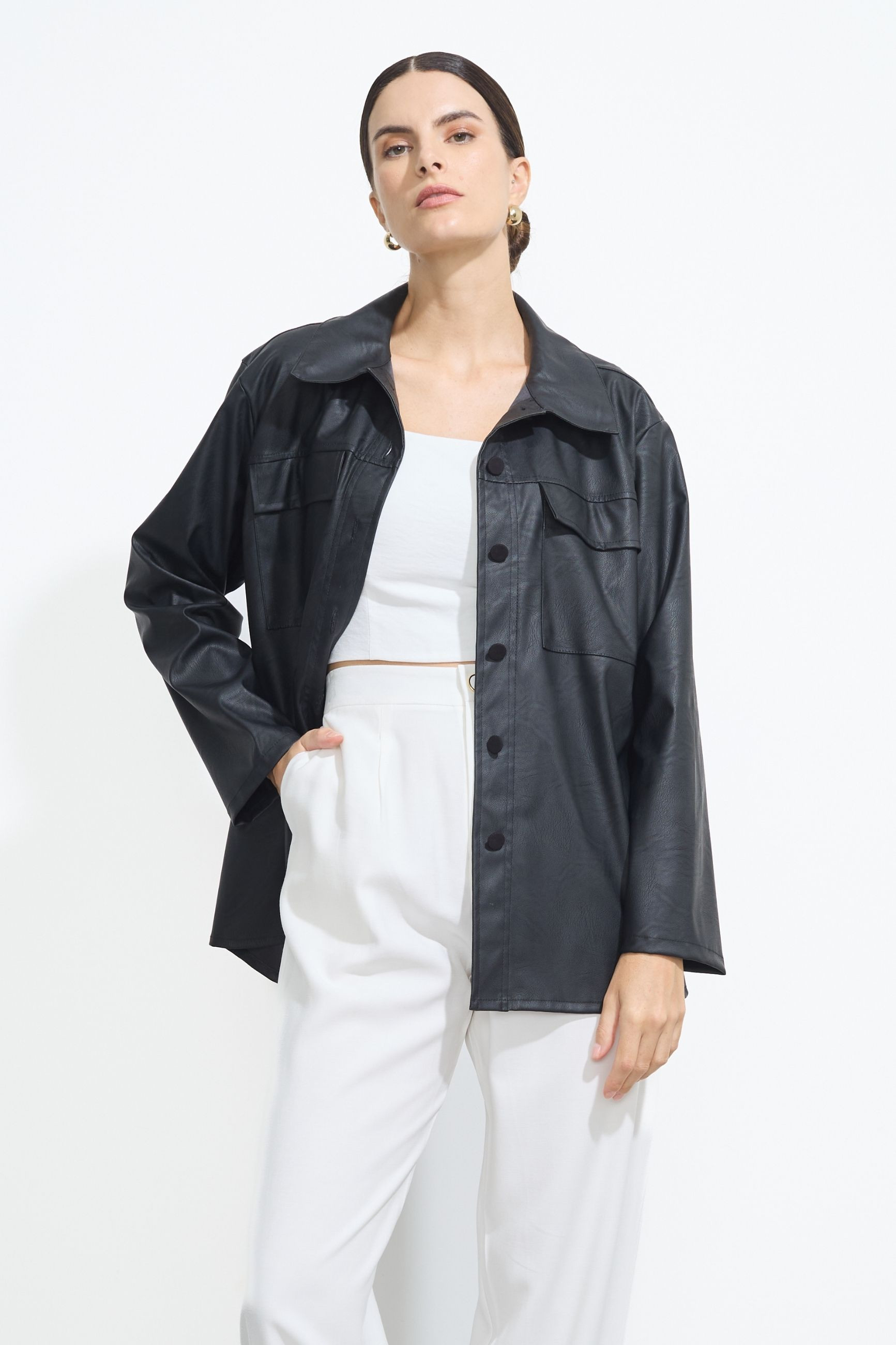 Camisa Couro Queens Preto