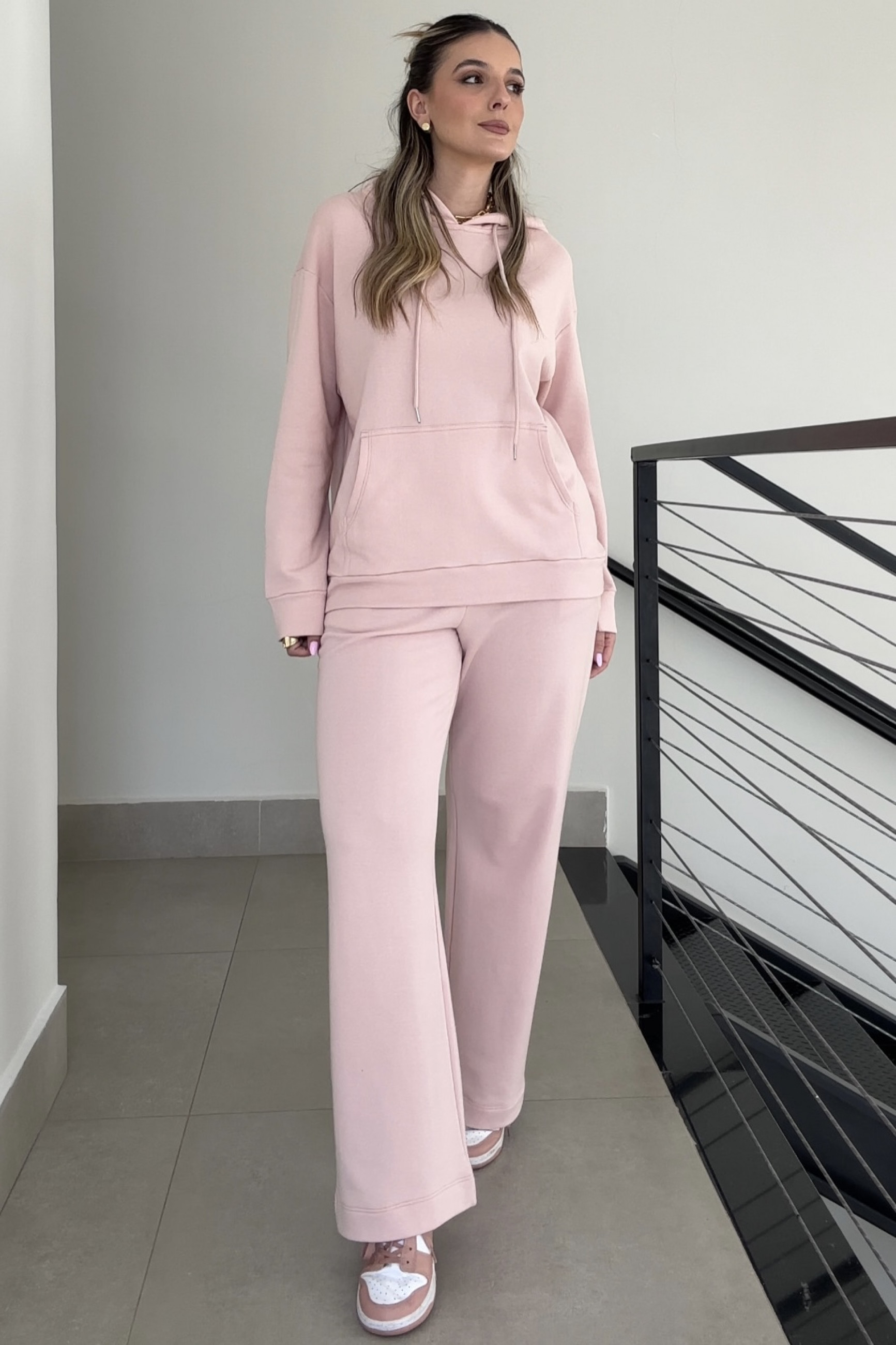 Conjunto Em Moletom Circle Rosa