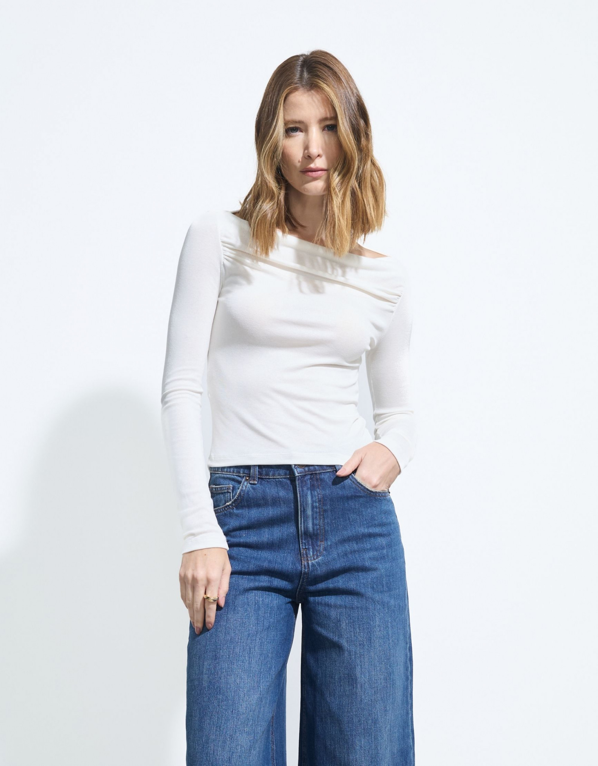 Blusa Tricot de Manga Longa Off White