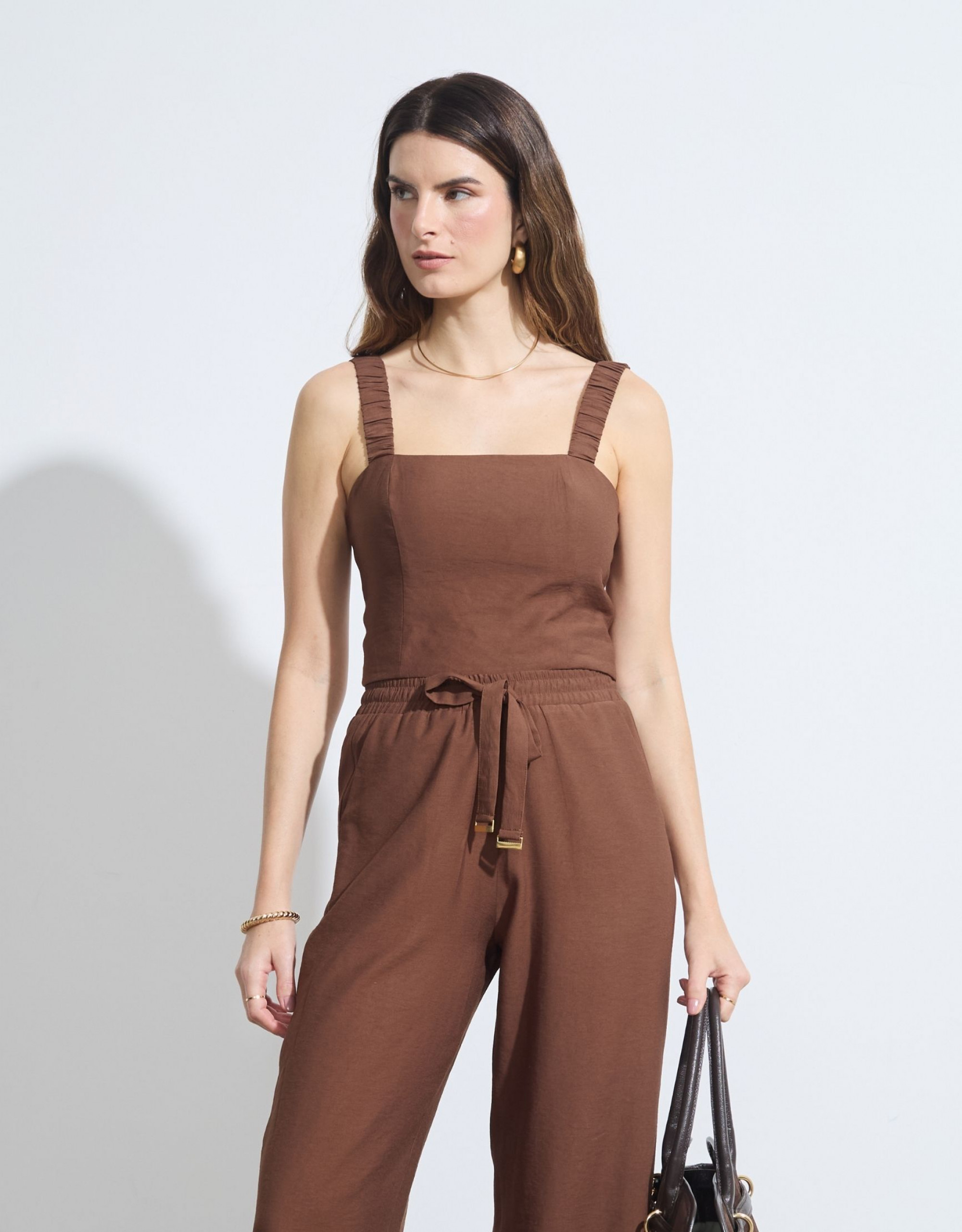 Top Cropped Orbe Chocolate Amargo