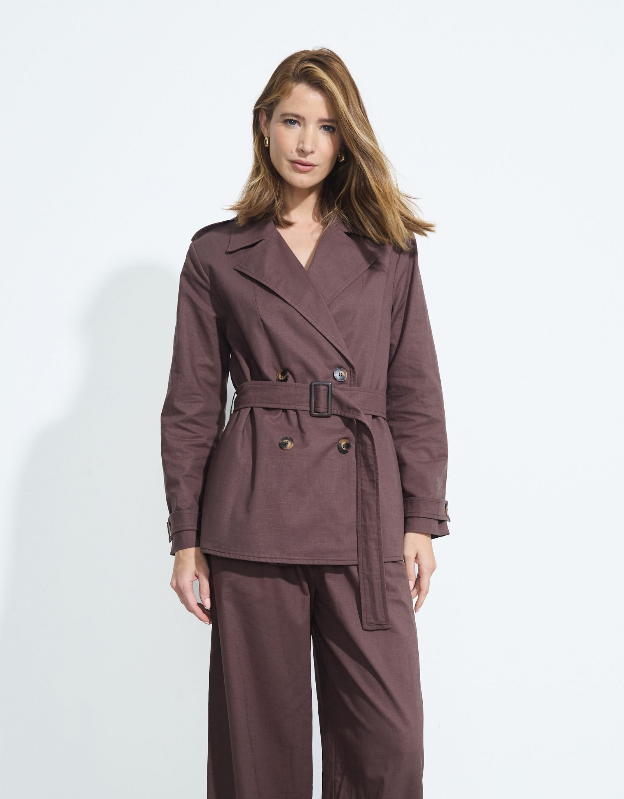 Trench Coat de Linho Gaudi Mascavo