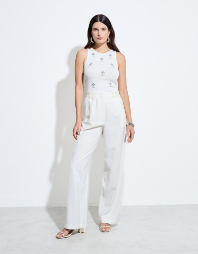 Calça Reta Alfaiataria Cannes Nata