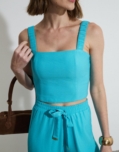 Top Cropped Orbe Azul Piscina