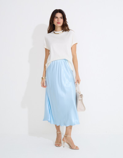 Saia Cetim Midi Hadid Sky Blue