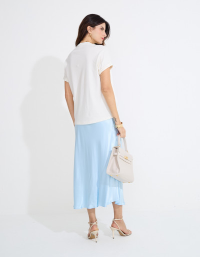 Saia Cetim Midi Hadid Sky Blue