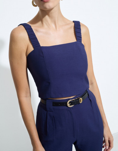 Top Cropped Orbe Marinho