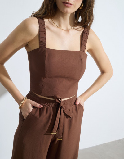 Top Cropped Orbe Chocolate Amargo