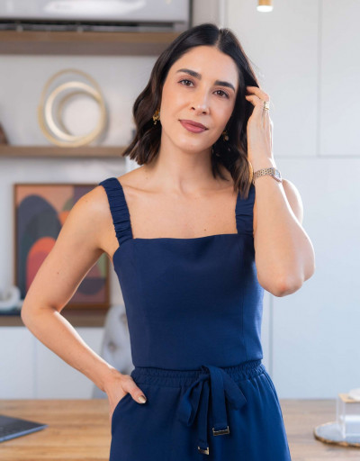Top Cropped Orbe Marinho