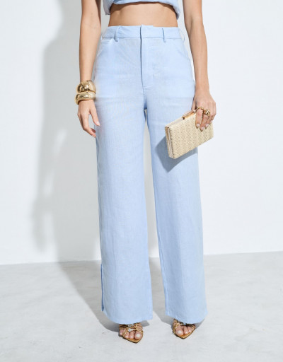 Calça Bethel Em Linho Baby Blue