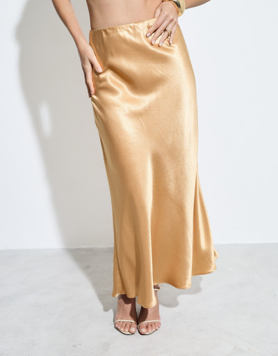 Saia Cetim Midi Ses Salines Dourado