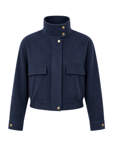 Jaqueta Bomber Gola Alta Queens Azul