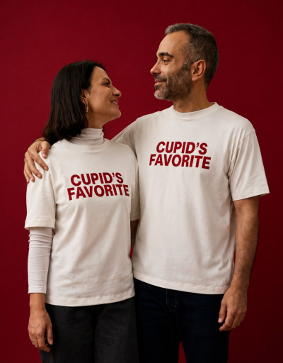Camiseta em Algodão Cupids Favorite Off White