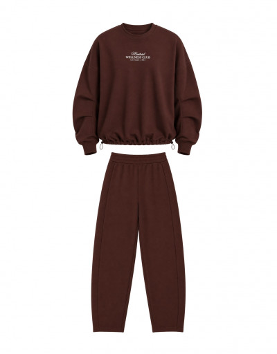 Conjunto Moletom Wellness Club Braga Marrom