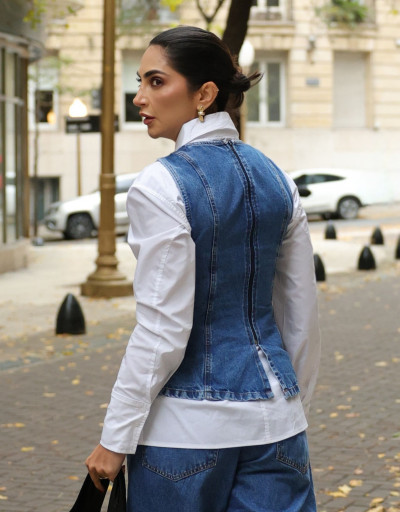 Blusa Peplum Porto Denim Blue