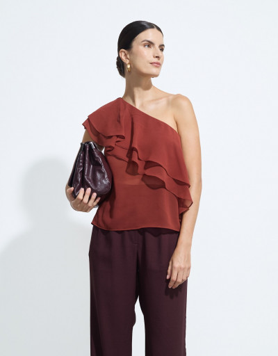 Blusa Assimétrica Batlló Marrom Canela