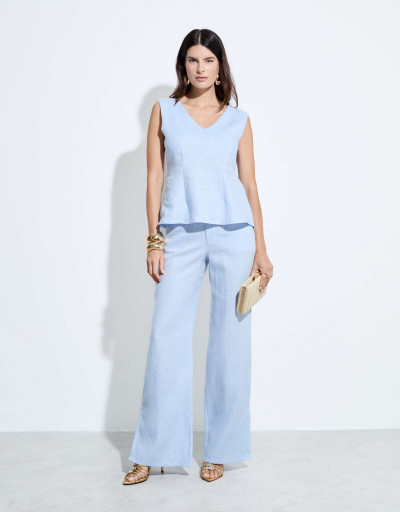 Calça Bethel Em Linho Baby Blue