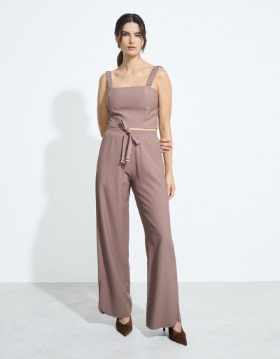 Calça Reta Amarração Cami Mousse