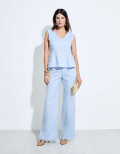 Calça Bethel Em Linho Baby Blue