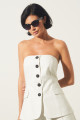 Corselet Ajustado Recortes Quebec Cinza Claro