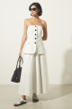 Corselet Ajustado Recortes Quebec Cinza Claro