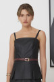 Blusa Peplum Couro Ecológico Dallas Preto