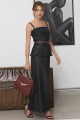 Blusa Peplum Couro Ecológico Dallas Preto