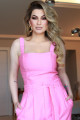 Top Cropped Alfaiataria Orbe Rosa