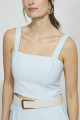 Top Cropped Alfaiataria Orbe Azul Céu