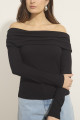 Blusa Ombro a Ombro Malha Italia Preto