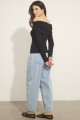Blusa Ombro a Ombro Malha Italia Preto