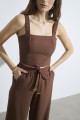 Calça Reta Amarração Cami Chocolate Amargo
