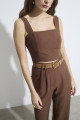 Top Cropped Alfaiataria Solar Marrom