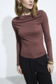 Blusa Tricot de Manga Longa Marrom Expresso