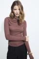 Blusa Tricot de Manga Longa Marrom Expresso