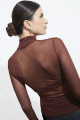 Blusa Básica Tule Marrom Canela