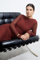 Vestido longo Crochet Marrom Canela