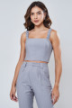 Top Cropped Alfaiataria Orbe Cinza Risca de Giz