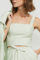 Top Cropped Alfaiataria Orbe Verde Bebe