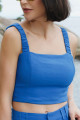 Top Cropped Alfaiataria Orbe Azul Cobalto