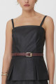 Blusa Peplum Couro Ecológico Dallas Preto