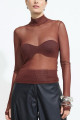 Blusa Básica Tule Marrom Canela