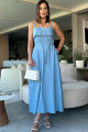 Vestido Longo Eiffel Azul Delave